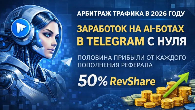 Арбитраж трафика в 2026 году - как зарабатывать на AI-ботах в Telegram с нуля