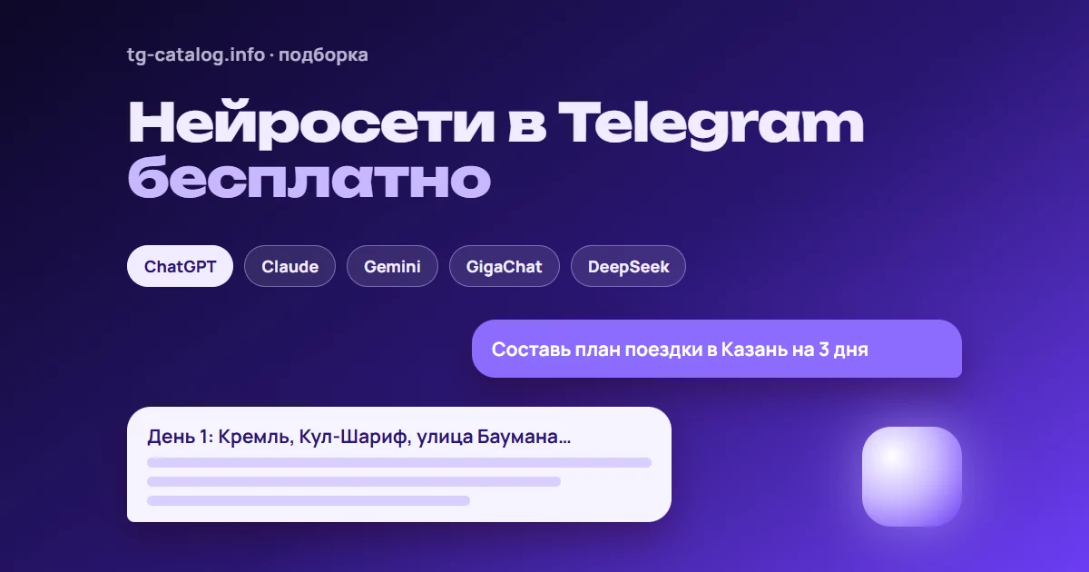 Нейросети в Telegram бесплатно: ChatGPT, Claude, Gemini и GigaChat — лучшие боты 2026