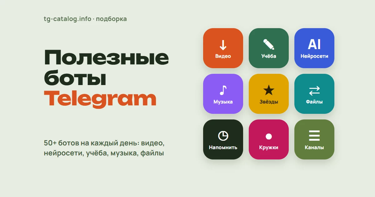 Полезные боты в Telegram 2026: 50+ лучших ботов на каждый день